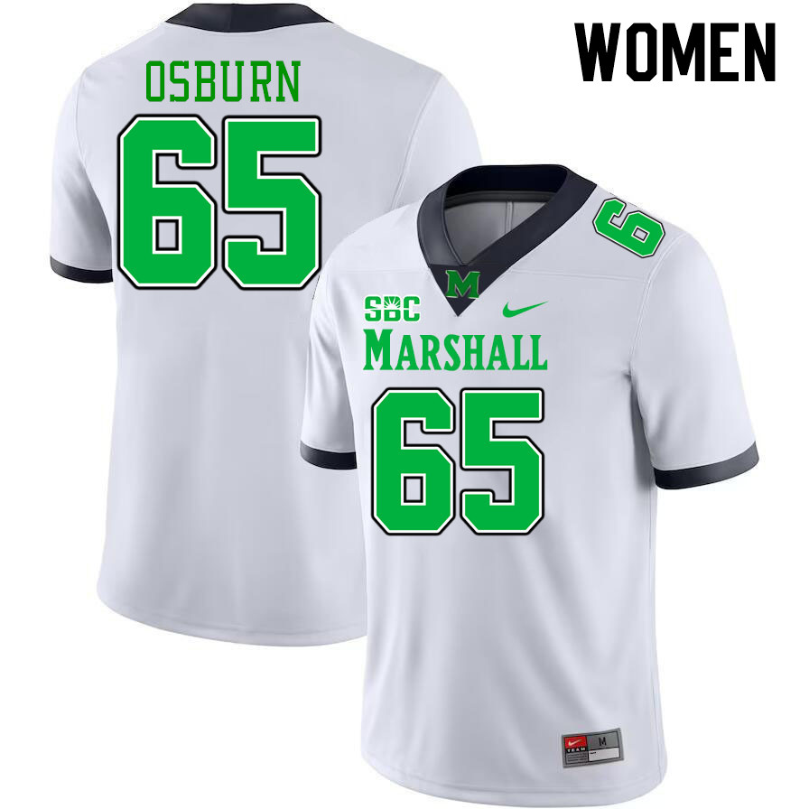 Women #65 Logan Osburn Marshall Thundering Herd SBC Conference College Football Jerseys Stitched-Whi